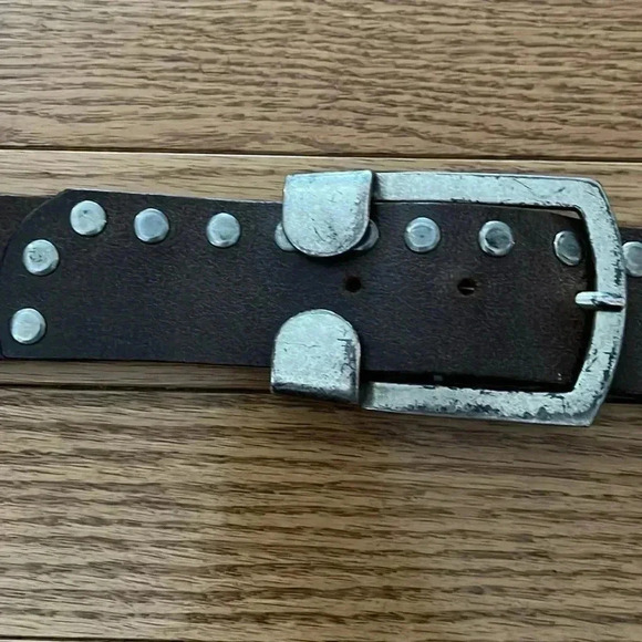 [M-Max42”]Vintage Stephen Collins  Brown Leather Studded Men Belt - Picture 2 of 7